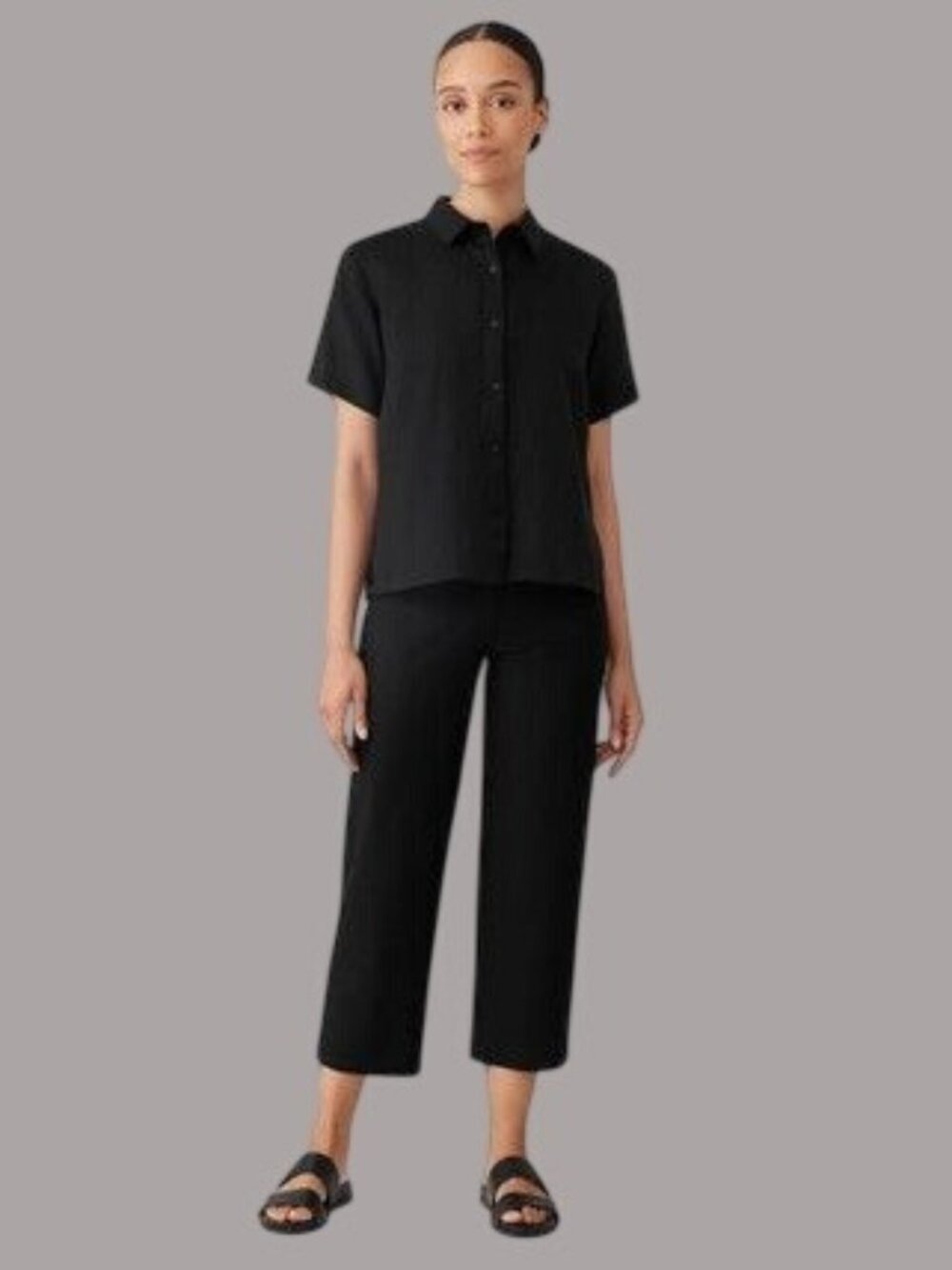 Eileen Fisher Womens Washable Stretch Crepe Straight Pants Black Size 1X Oeko